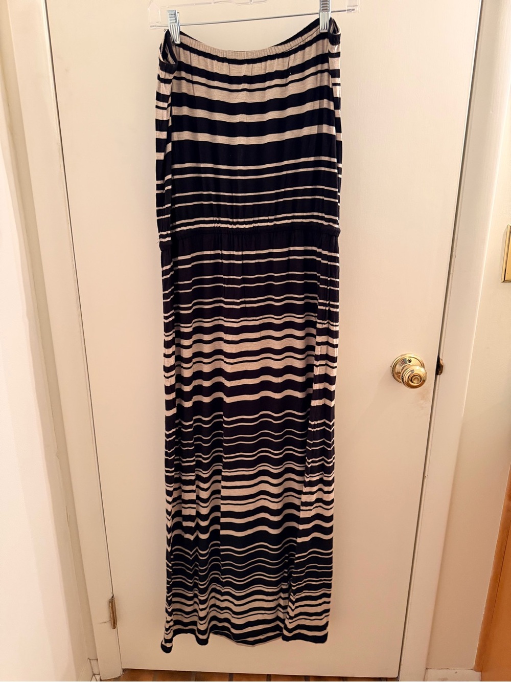 J. Crew Black and Cream Striped Maxi Skirt